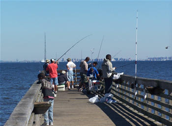 Fishing pier at Bayshore Waterfront Park